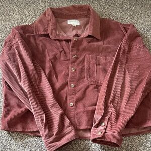 American Eagle Outfitters Rose Corduroy Cropped Shirt
